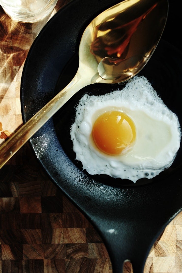 Sunny-Side up egg in cast iron skillet